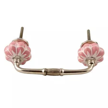 Baby Pink Flower Medium Ceramic Bridge Handle